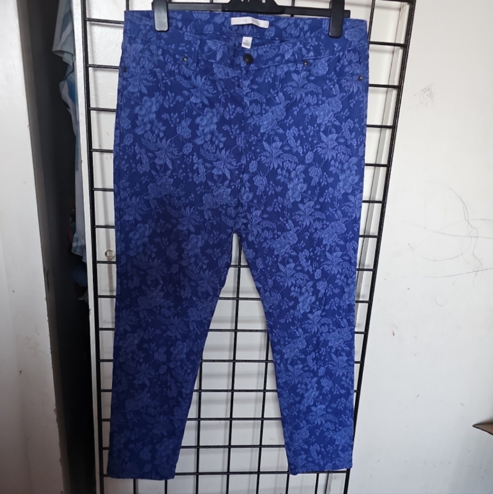 LC Lauren Conrad Royal Blue Floral Pants